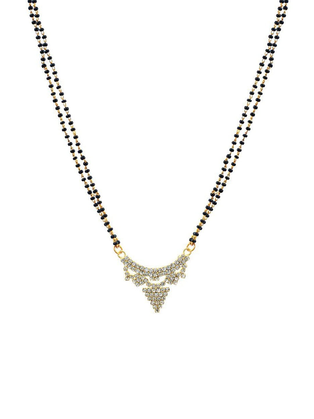 

MEMOIR Gold-Plated Cubic Zircon Stone Studded & Beaded Mangalsutra