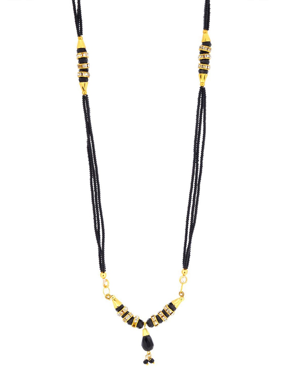 

MEMOIR Gold-Plated Artificial Stones and Beads Studded & Beaded Mangalsutra