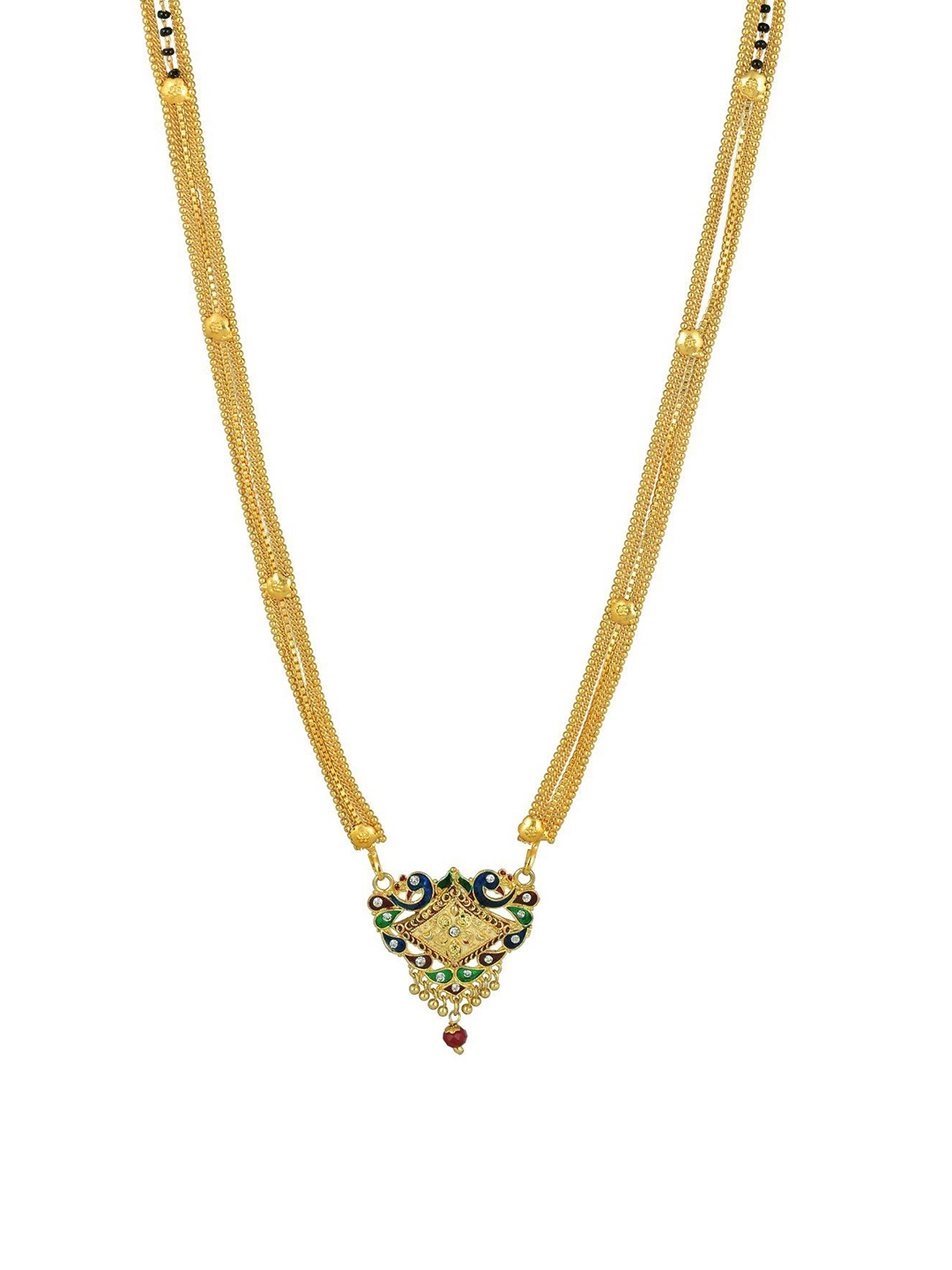 

MEMOIR 24KT Gold-Plated Stone Studded Peacock Design Necklace