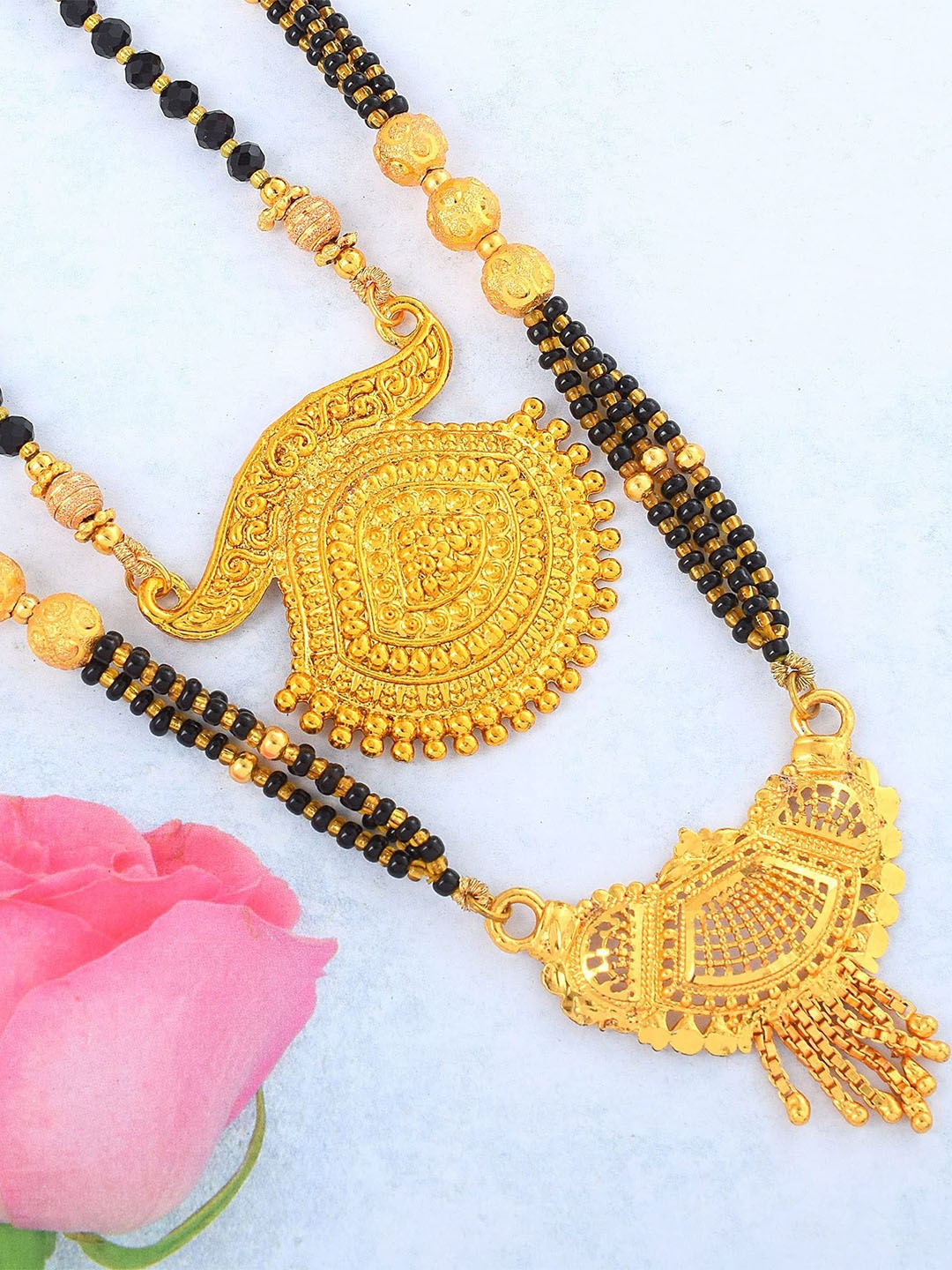 

MEMOIR Set Of 2 Gold-Plated Beaded Mangalsutra