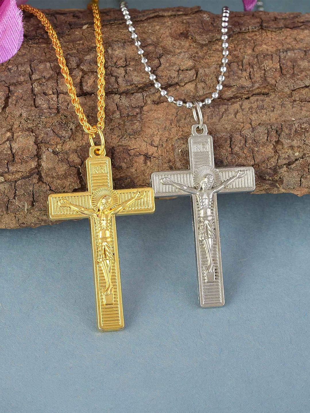 

MEMOIR Set Of 2 Gold & Silver Plated Pendant With Chain