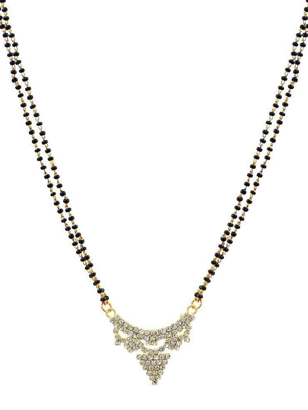 

MEMOIR Gold Plated CZ Stone Studded & Beaded Mangalsutra