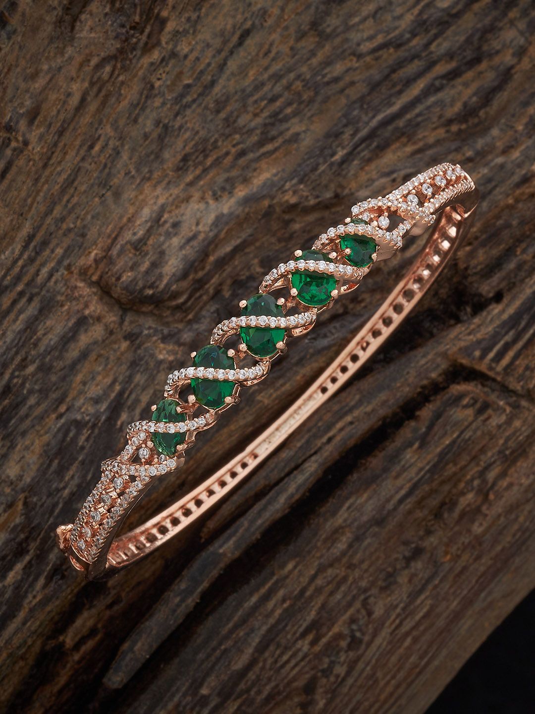 

Kushal's Fashion Jewellery Rose Gold-Plated Zircon-Studded Kada Bangle