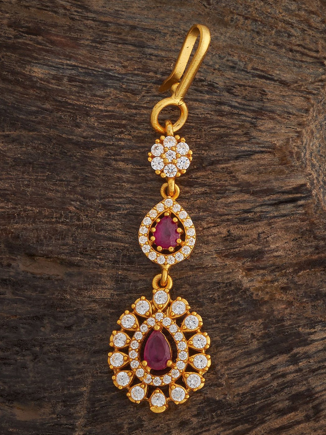

Kushal's Fashion Jewellery 92.5 Sterling Silver Gold-Plated Maang Tikka