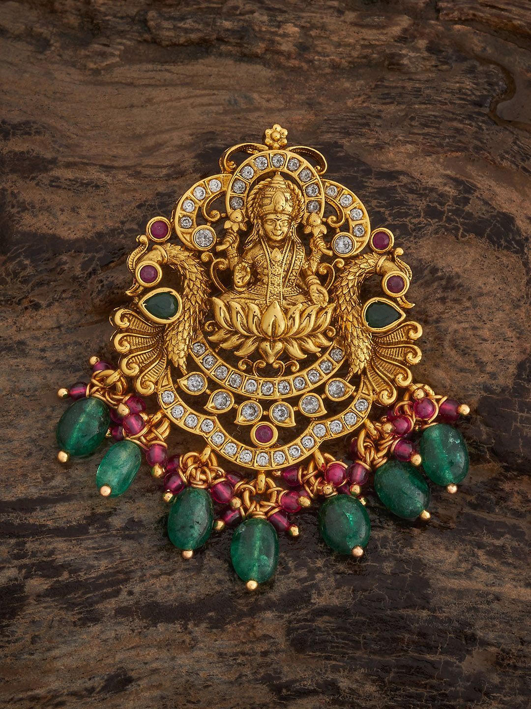 

Kushal's Fashion Jewellery 92.5 Sterling Silver Gold-Plated Contemporary Temple Pendant