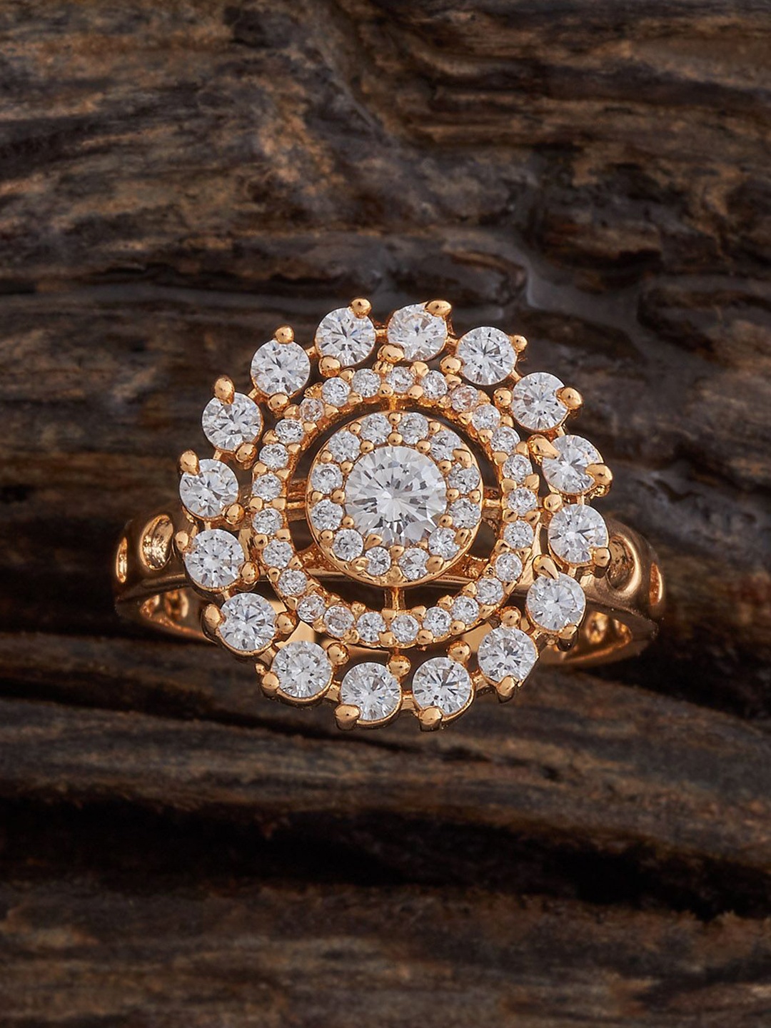 

Kushal's Fashion Jewellery Gold-Plated CZ-Studded Finger Ring