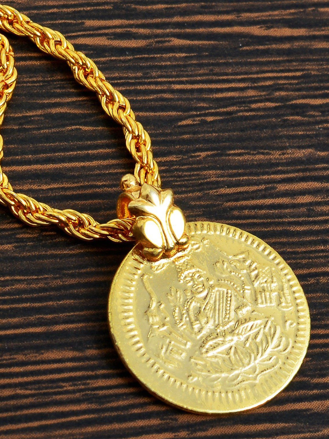 

MEMOIR Gold-Plated Maa Lakshmi Pendant With Chain