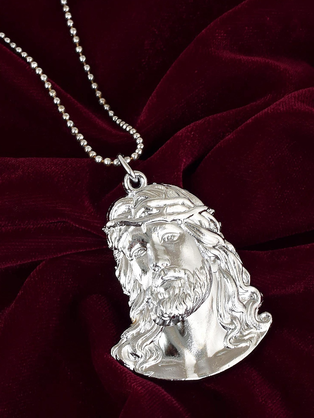 

MEMOIR Silver-Plated Contemporary Jesus Pendant With Chain