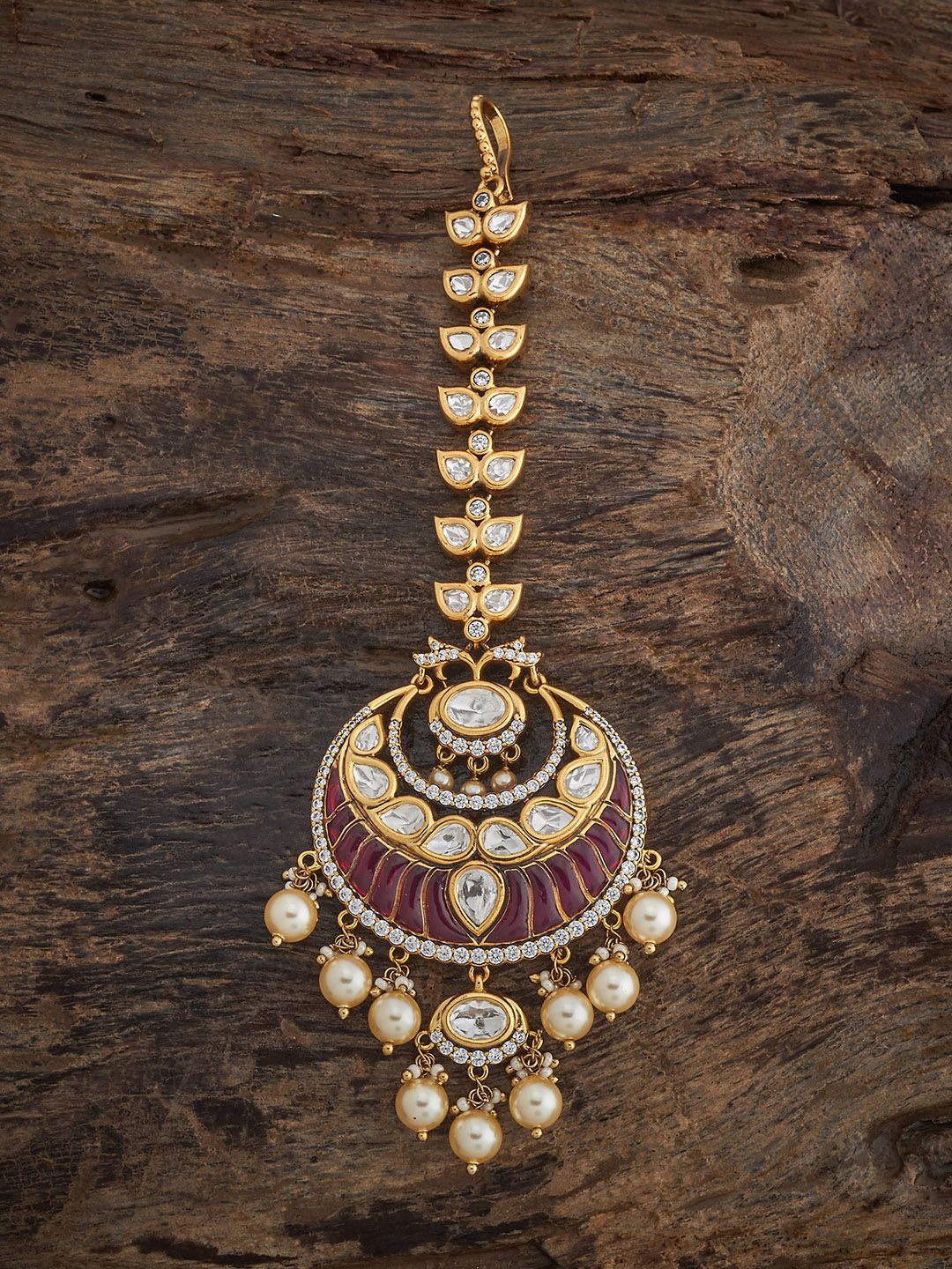 

Kushal's Fashion Jewellery Gold-Plated Kundan Studded Maang Tikka
