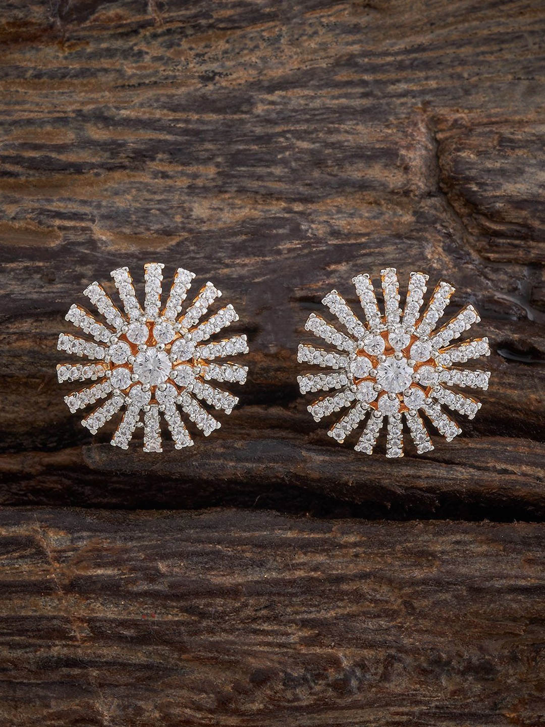 

Kushal's Fashion Jewellery Rhodium Plating Spherical Zircon Studs Earrings, White