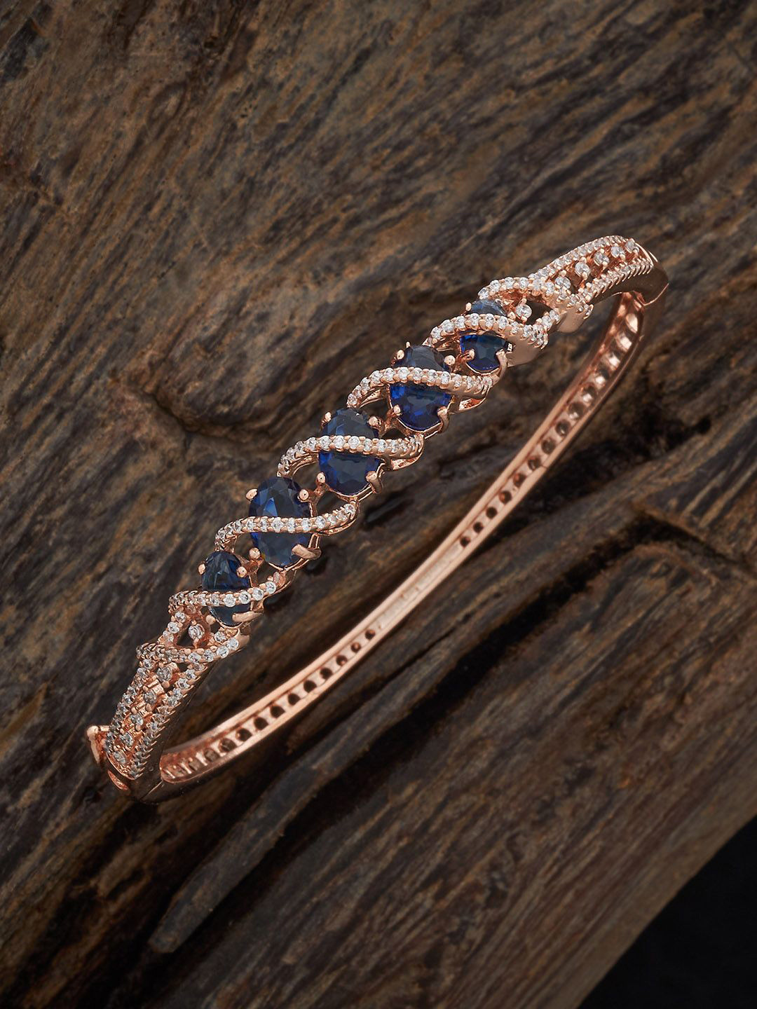 

Kushal's Fashion Jewellery Rose Gold-Plated Zircon Stone-Studded Kada Bracelet