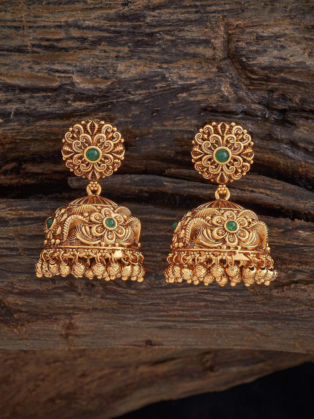 

Kushal's Fashion Jewellery Dome Shaped Jhumkas Earrings, Green
