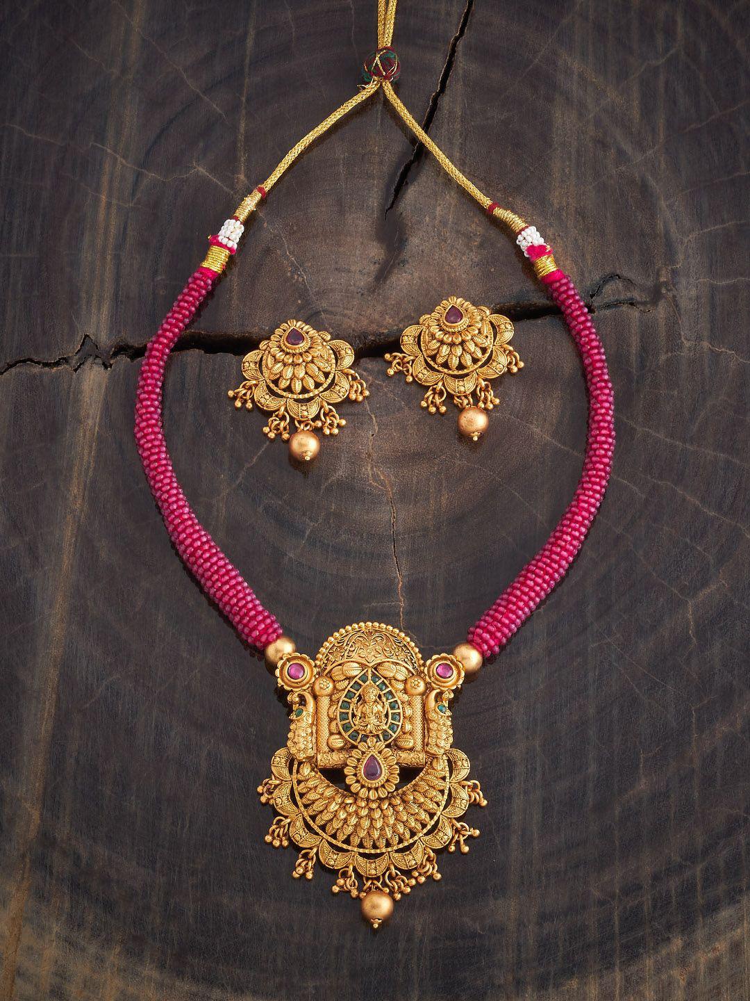 

Kushal's Fashion Jewellery Gold-Plated Stone-Studded & Beaded Jewellery Set