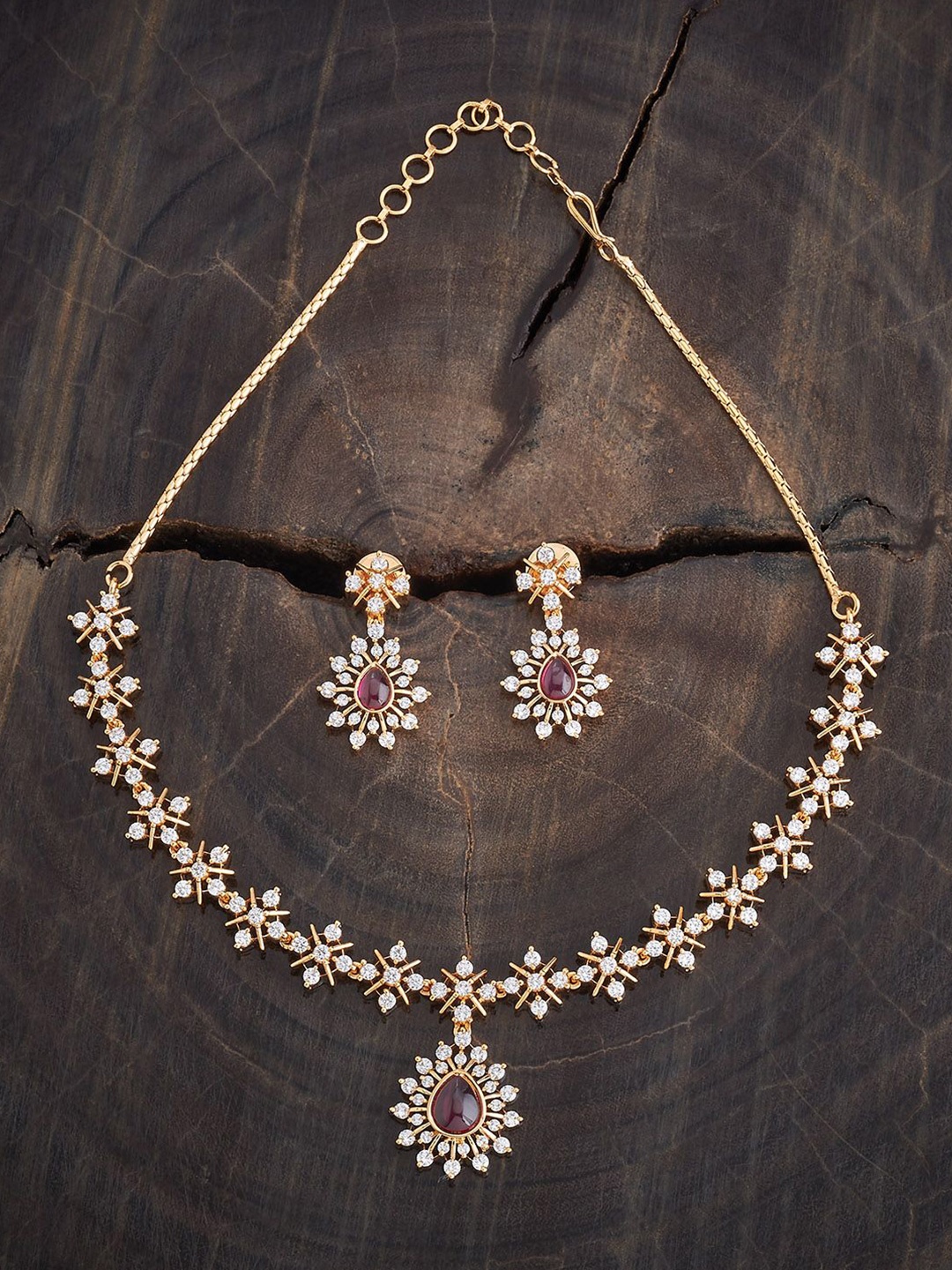 

Kushal's Fashion Jewellery Gold-Plated Cubic Zirconia Studded Jewellery Set