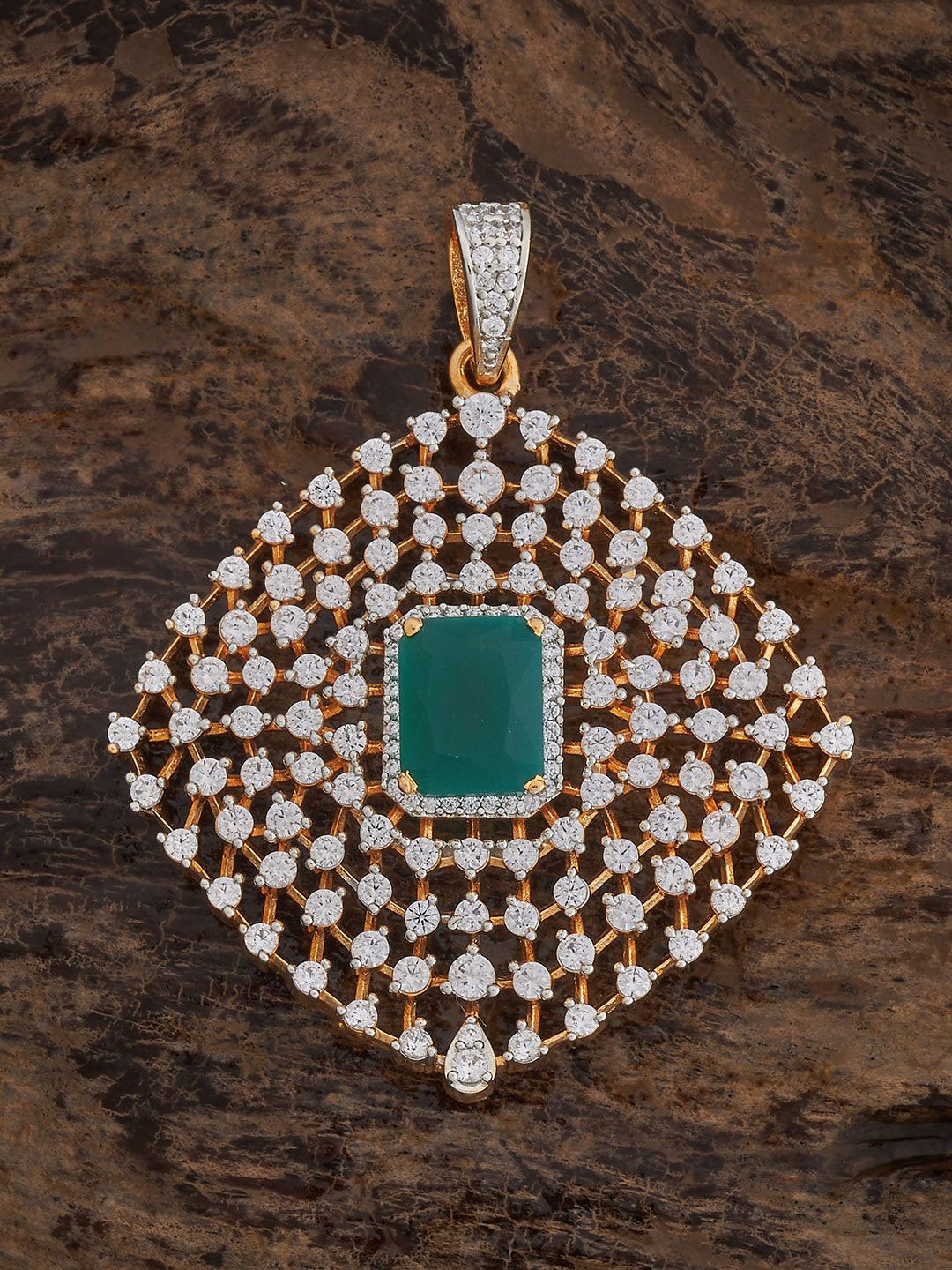 

Kushal's Fashion Jewellery Gold-Plated Contemporary Cubic Zirconia Pendant