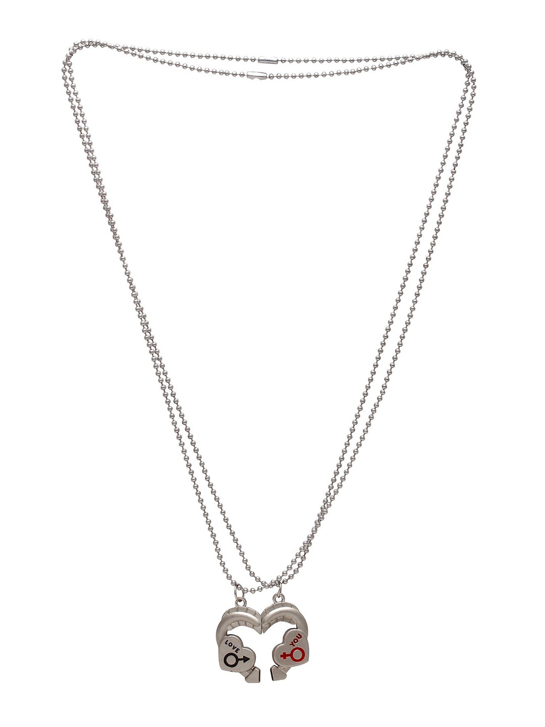 

MEMOIR Set Of 2 Silver Plated Heart Shaped Pendant With Chain