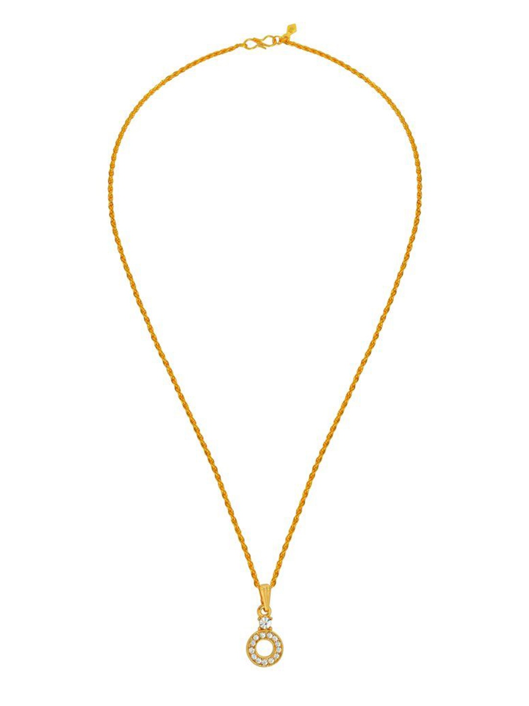 

MEMOIR Gold-Plated Contemporary Cubic Zirconia Studded Pendant With Chain