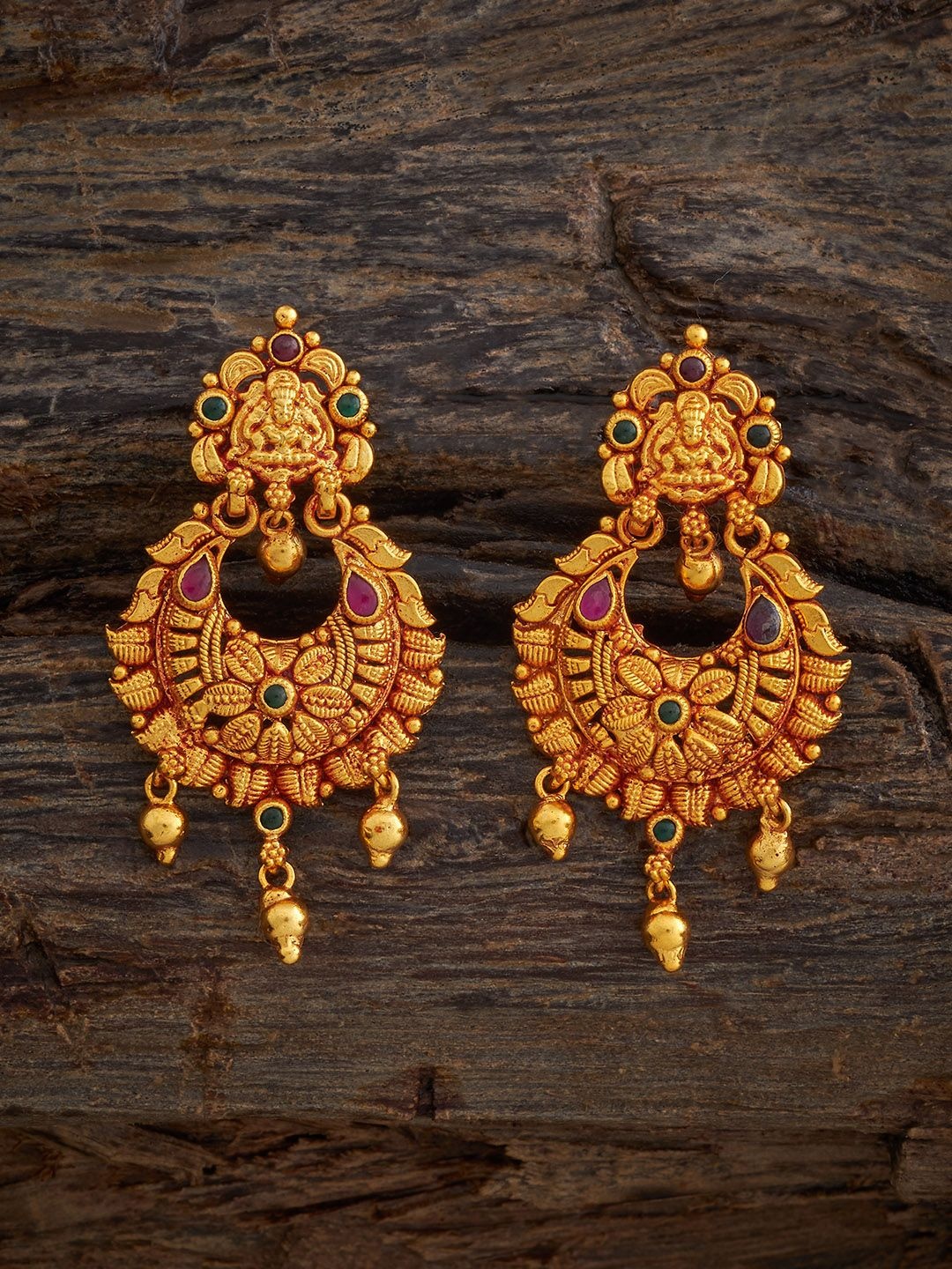 

Kushal's Fashion Jewellery 92.5 Sterling Silver Gold-Plated Temple Spherical Chandbalis