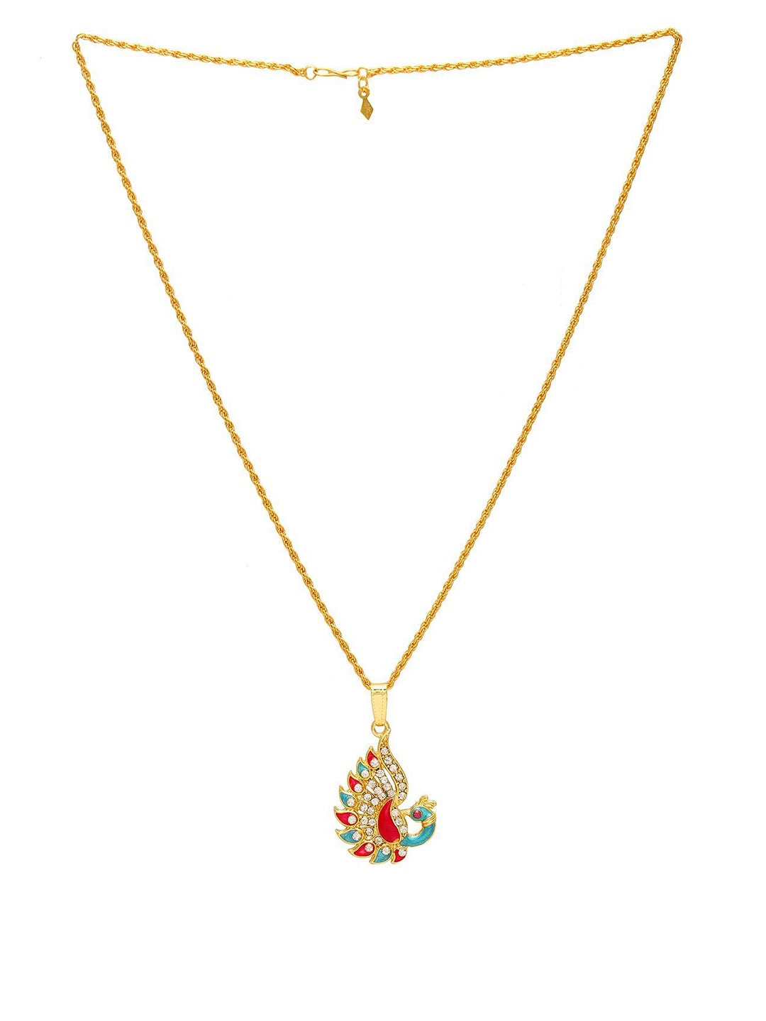 

MEMOIR Gold Plated Cubic Zirconia Studded Pendant With Chain