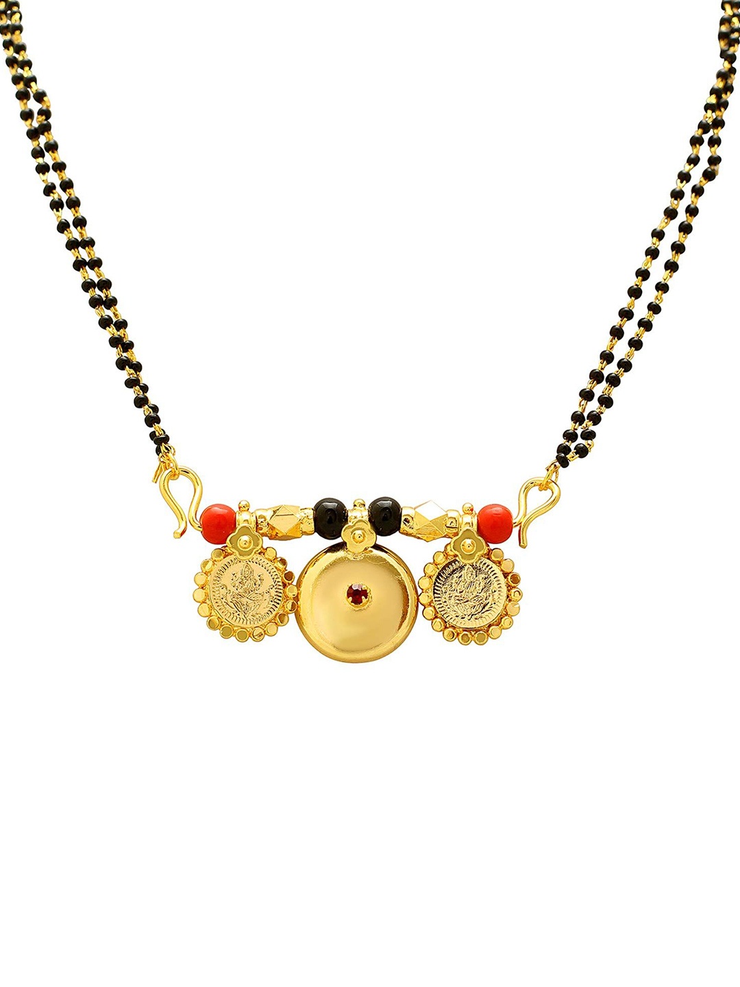 

MEMOIR Gold-Plated Stone Studded & Beaded Mangalsutra With Maa Lakshmi Centerpiece