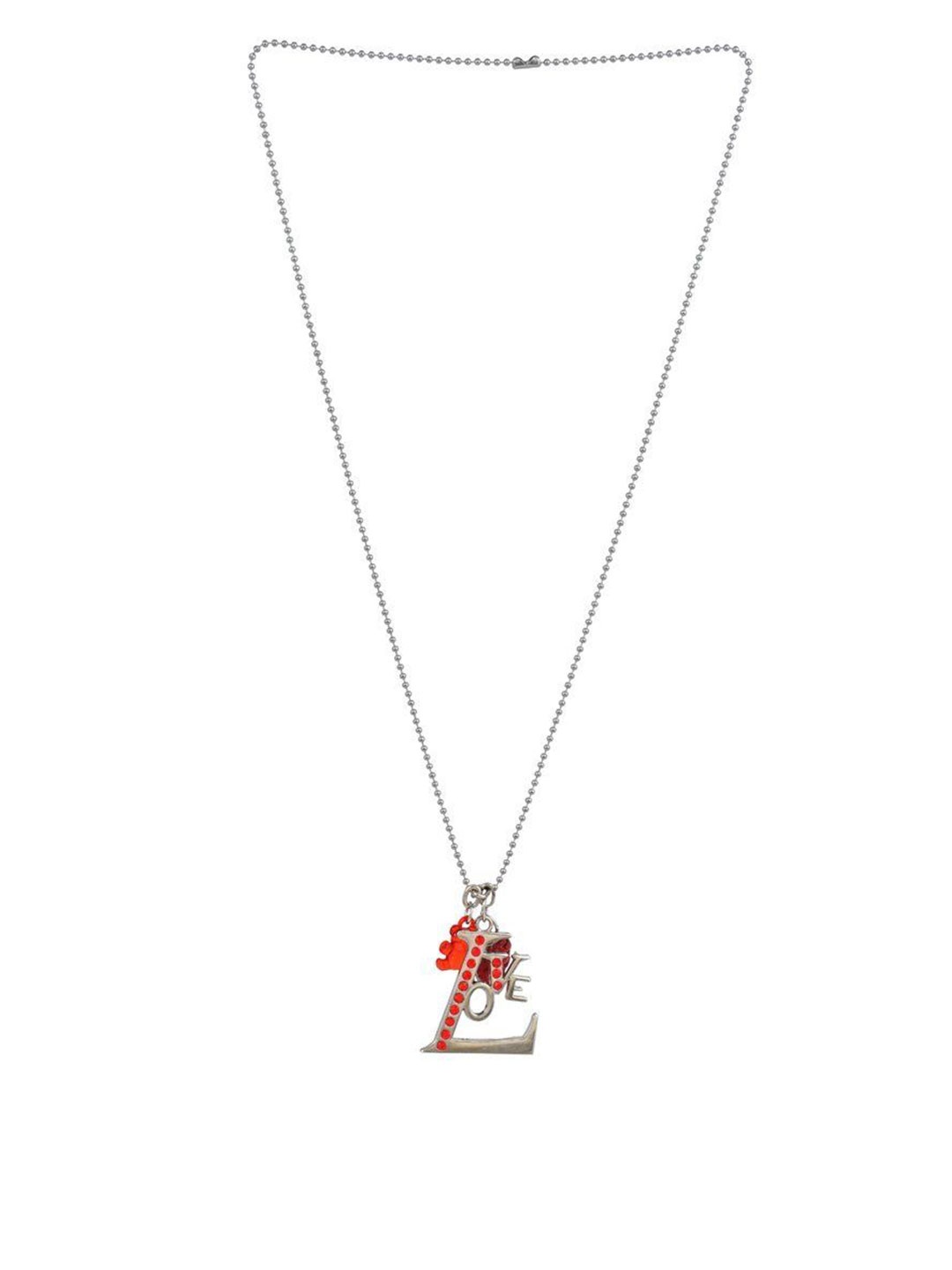 

MEMOIR Silver Plated CZ Stone Studded Pendant With Chain