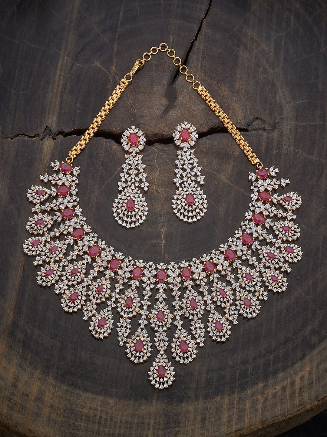 

Kushal's Fashion Jewellery Gold-Plated Cubic Zirconia Studded Jewellery Set