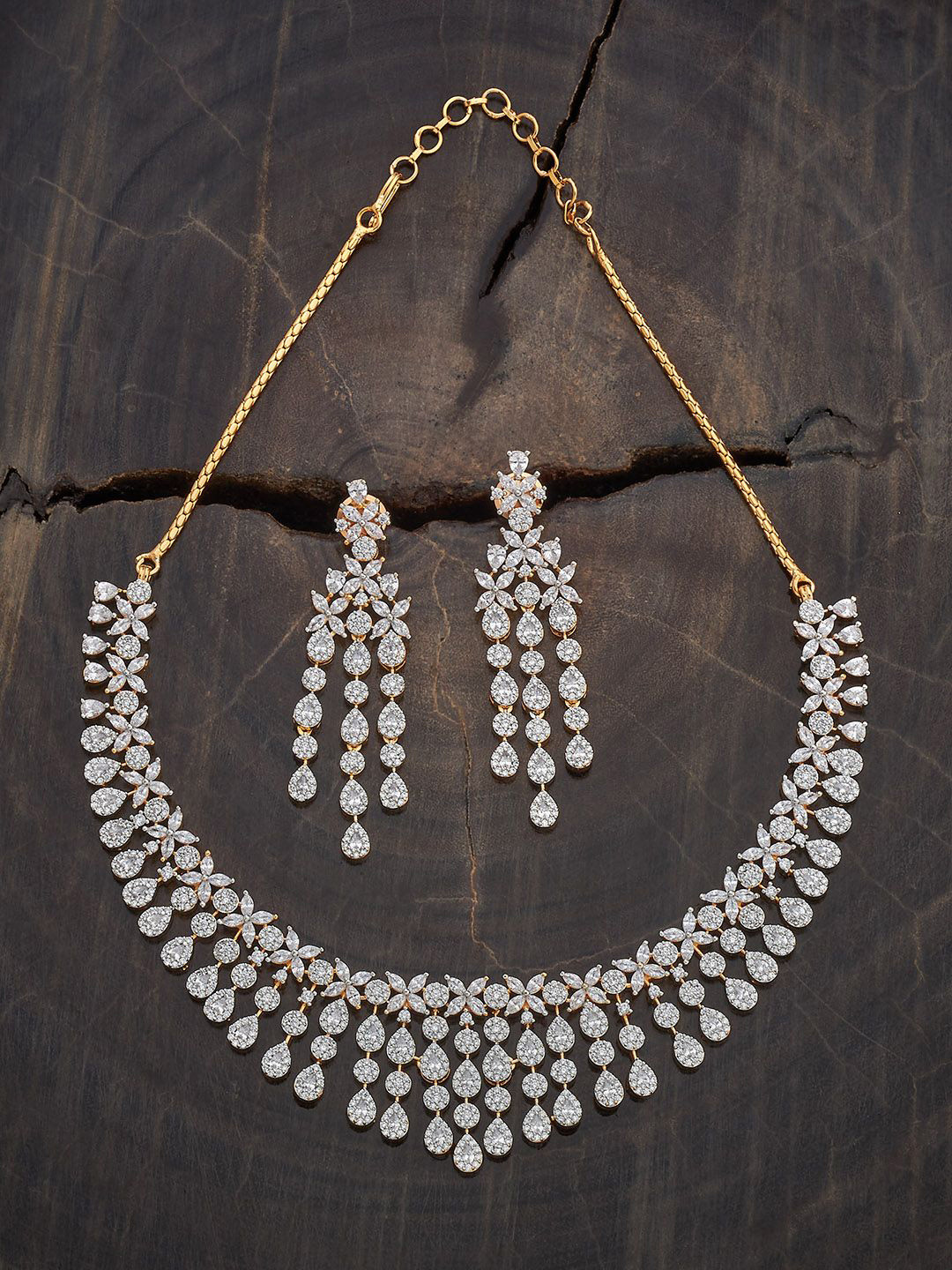 

Kushal's Fashion Jewellery Gold-Plated Cubic Zirconia Studded Jewellery Set
