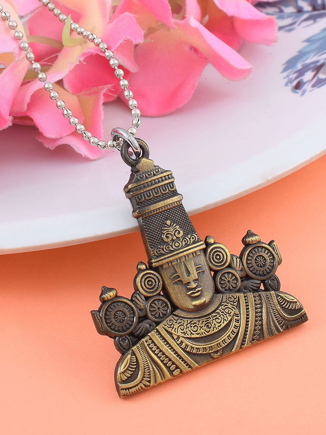 

MEMOIR Brass-Plated Contemporary Pendant With Chain, Gold