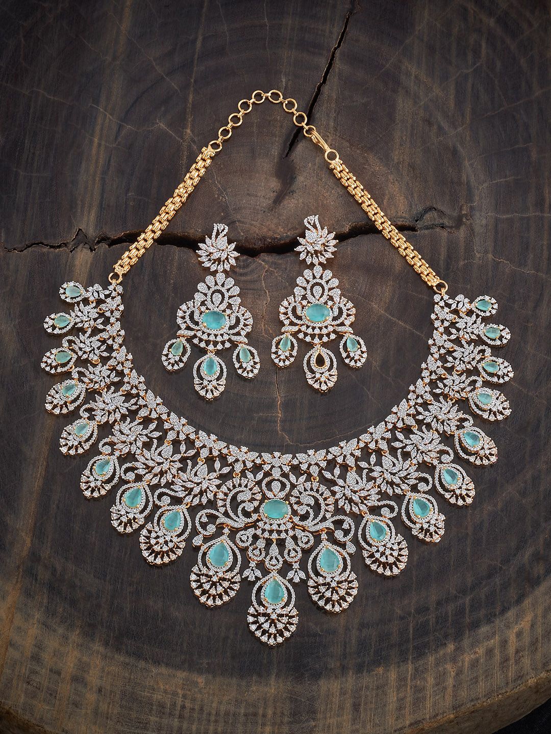 

Kushal's Fashion Jewellery Gold-Plated CZ Studded Jewellery Set