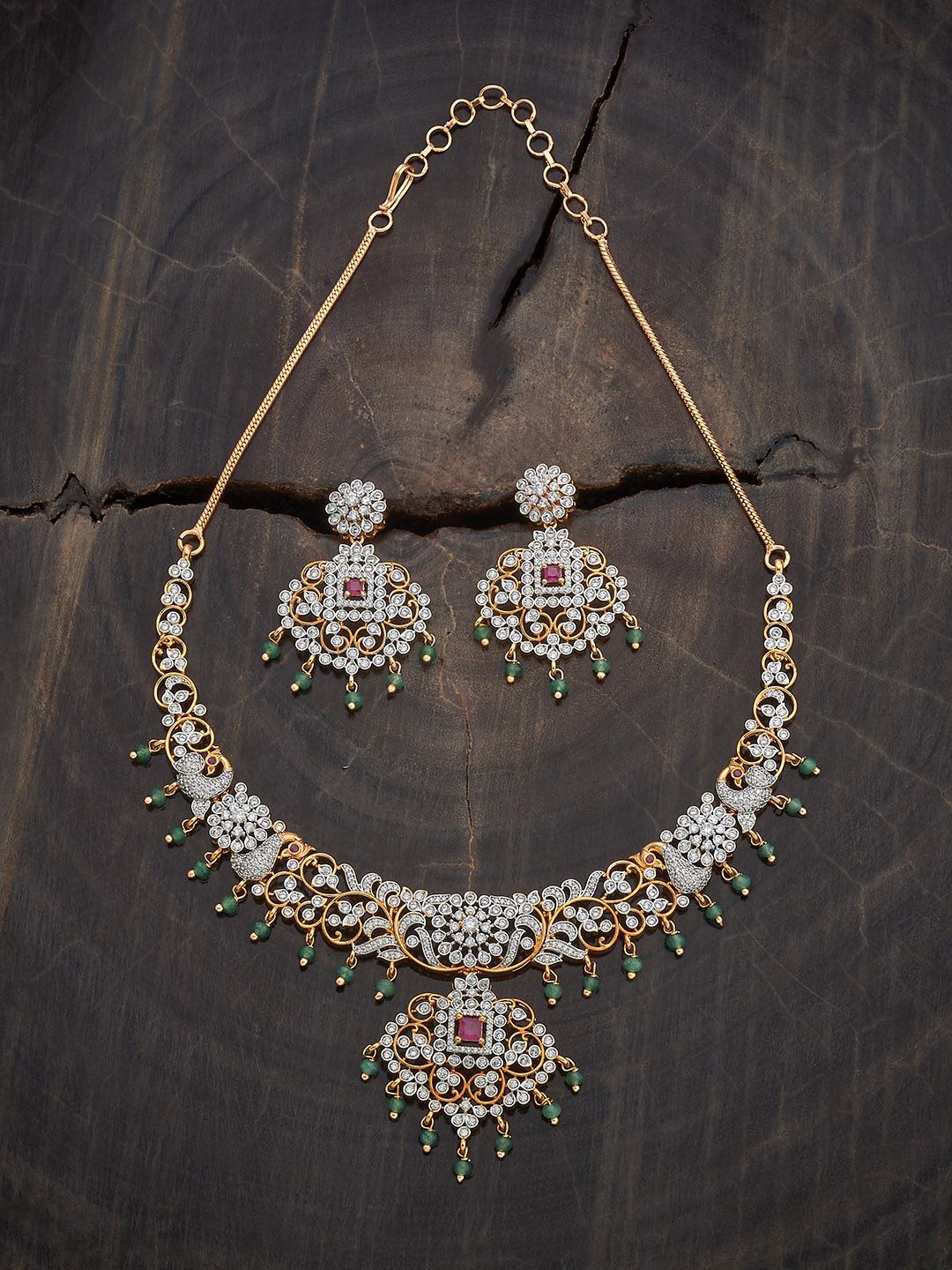 

Kushal's Fashion Jewellery Gold-Plated Cubic Zirconia Studded Jewellery Set