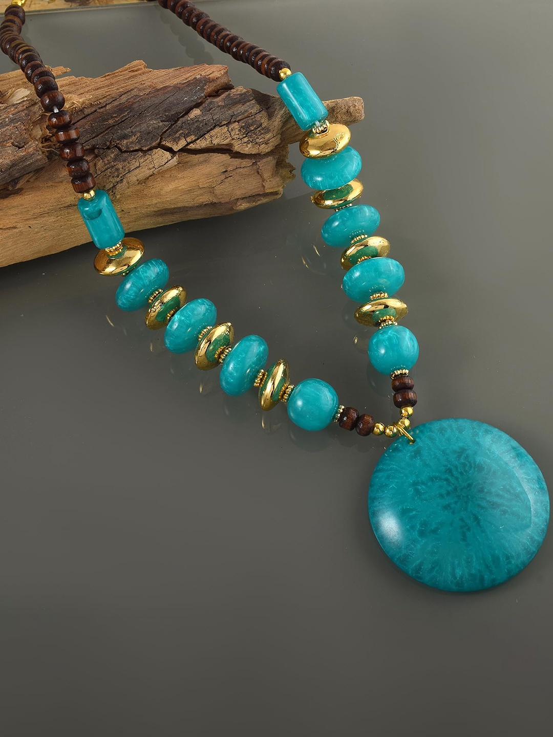 

MEMOIR Gold-Plated Beaded Necklace, Grey