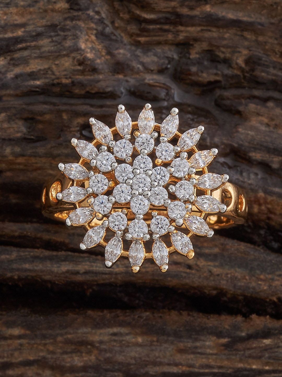 

Kushal's Fashion Jewellery Gold-Plated CZ-Studded Finger Ring