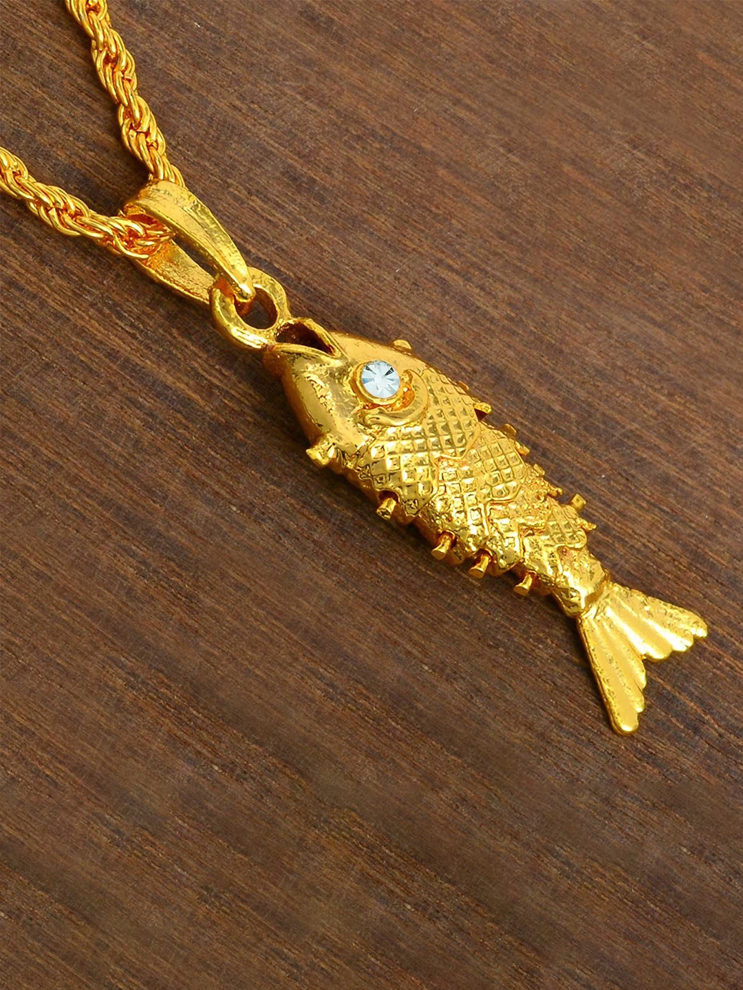 

MEMOIR Unisex Gold Plated CZ Stone Studded Pendant With Chain