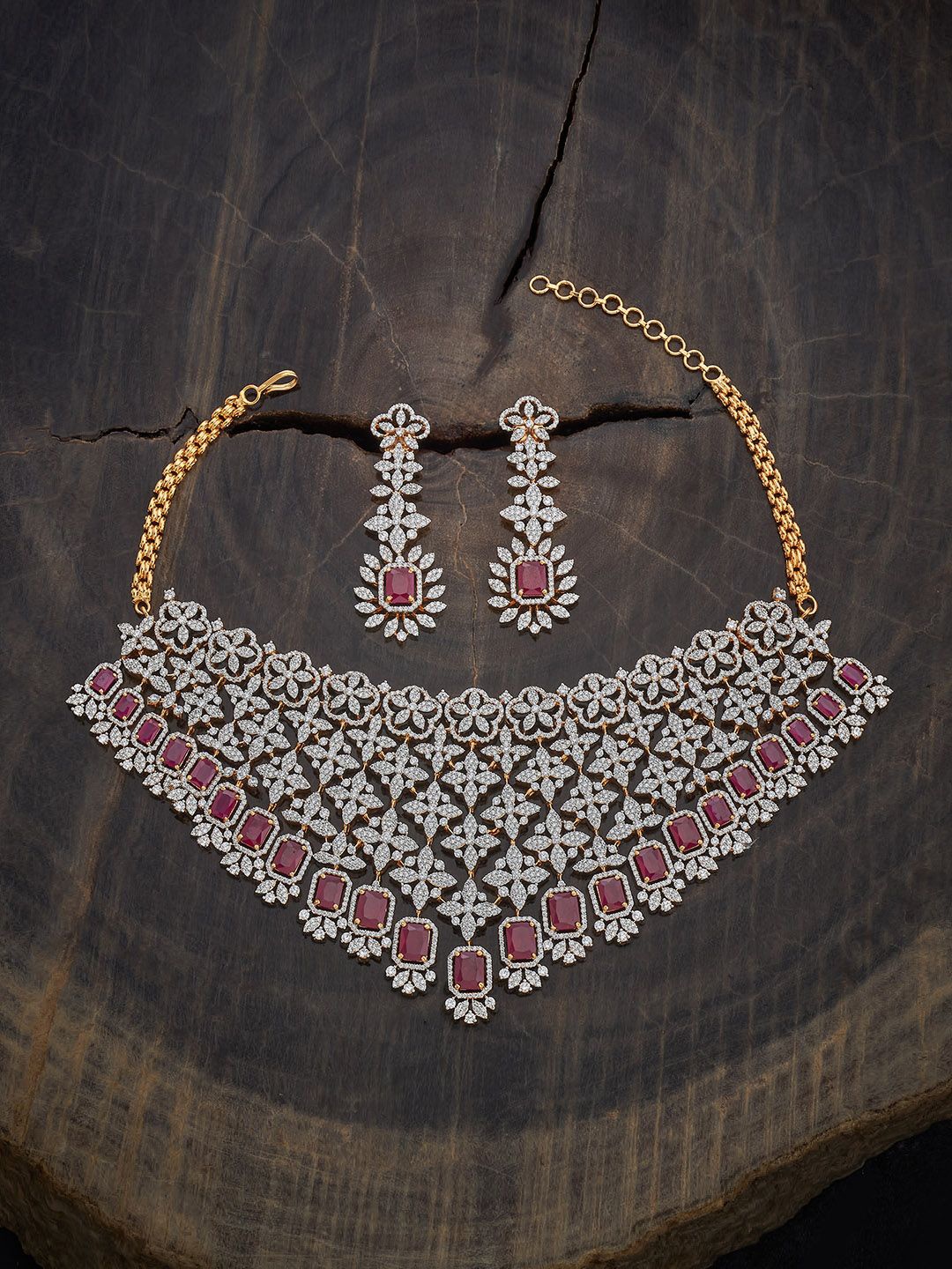 

Kushal's Fashion Jewellery Gold-Plated Cubic Zirconia Studded Jewellery Set
