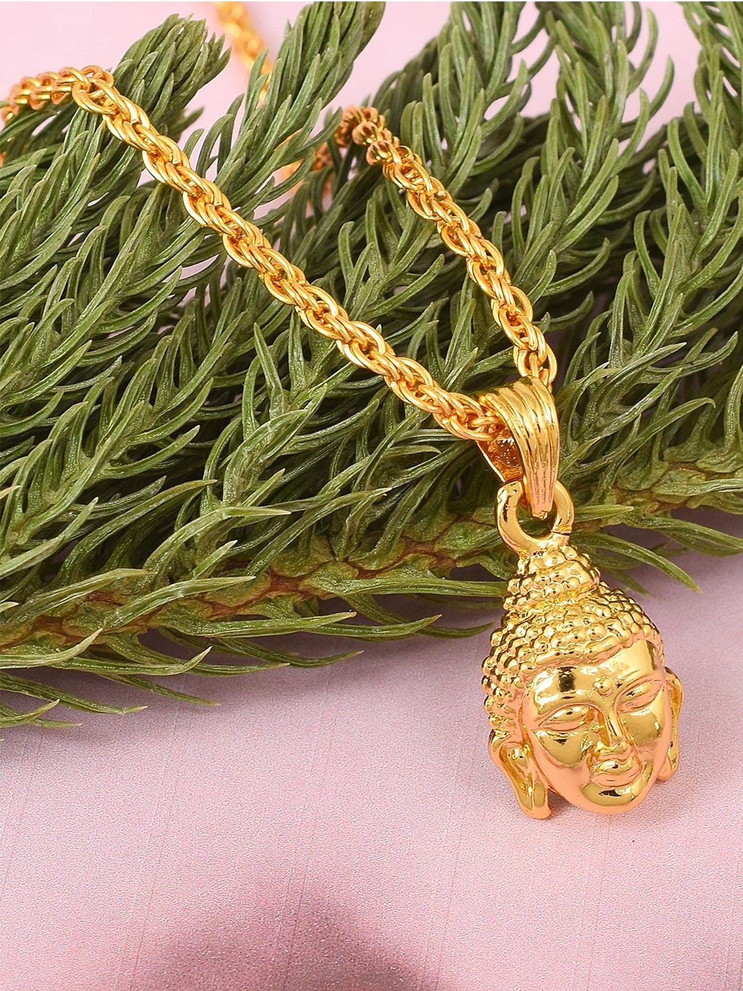 

MEMOIR Unisex Gold-Plated Buddha Pendant With Chain