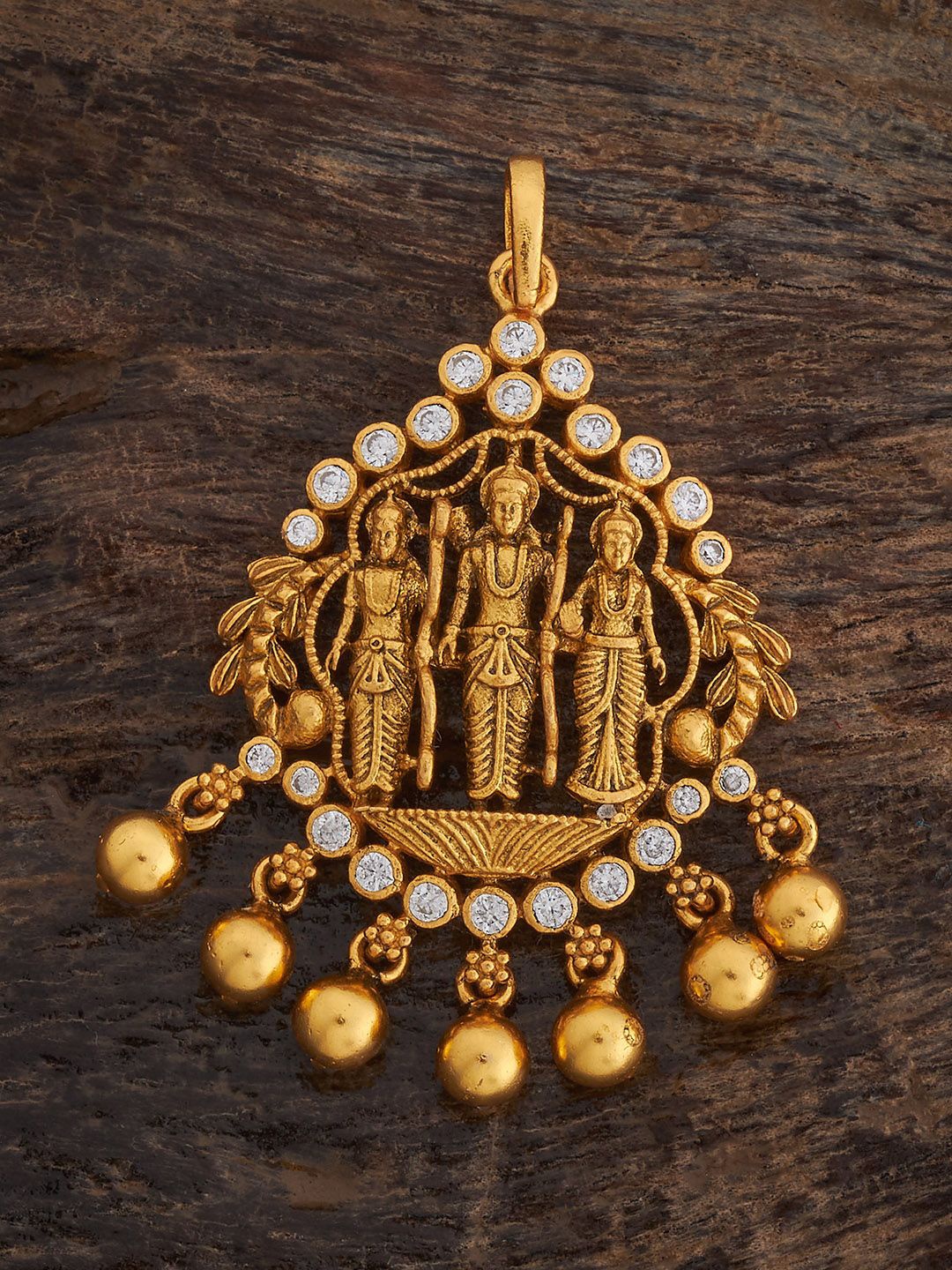 

Kushal's Fashion Jewellery 92.5 Sterling Silver Gold-Plated Contemporary Temple Pendant