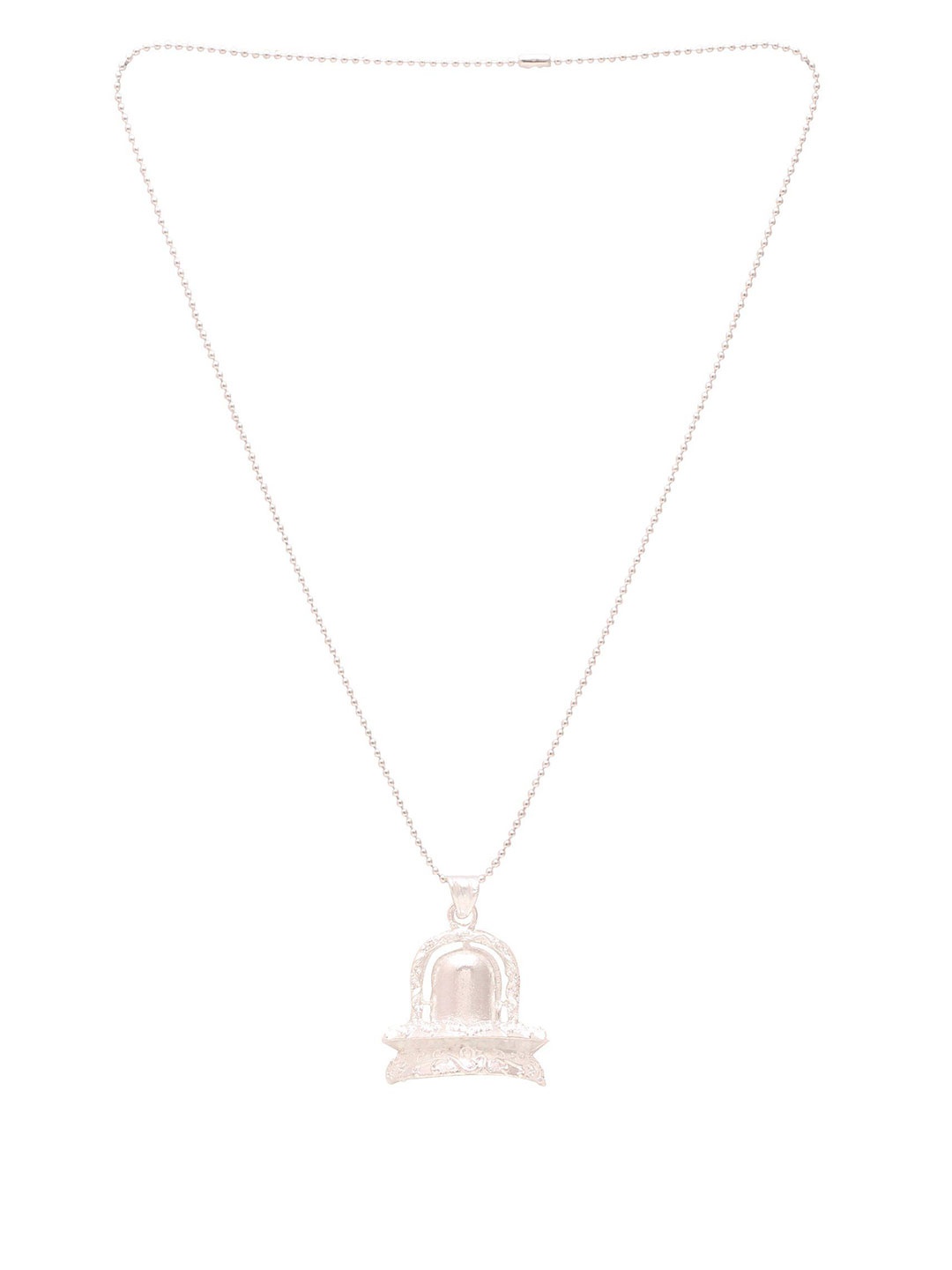 

MEMOIR Unisex Silver Plated Austrian Diamonds Studded Shivling Pendant With Chain