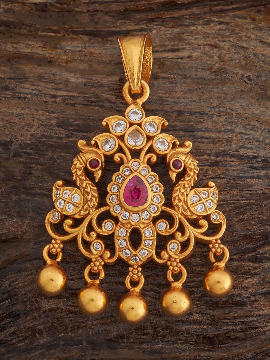 

Kushal's Fashion Jewellery 92.5 Sterling Silver Gold-Plated Contemporary Temple Pendant