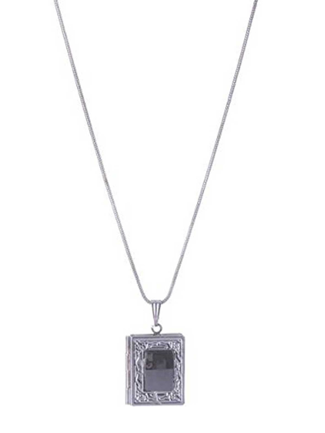 

MEMOIR Unisex Silver-Plated Geometric Pendant With Chain, Grey