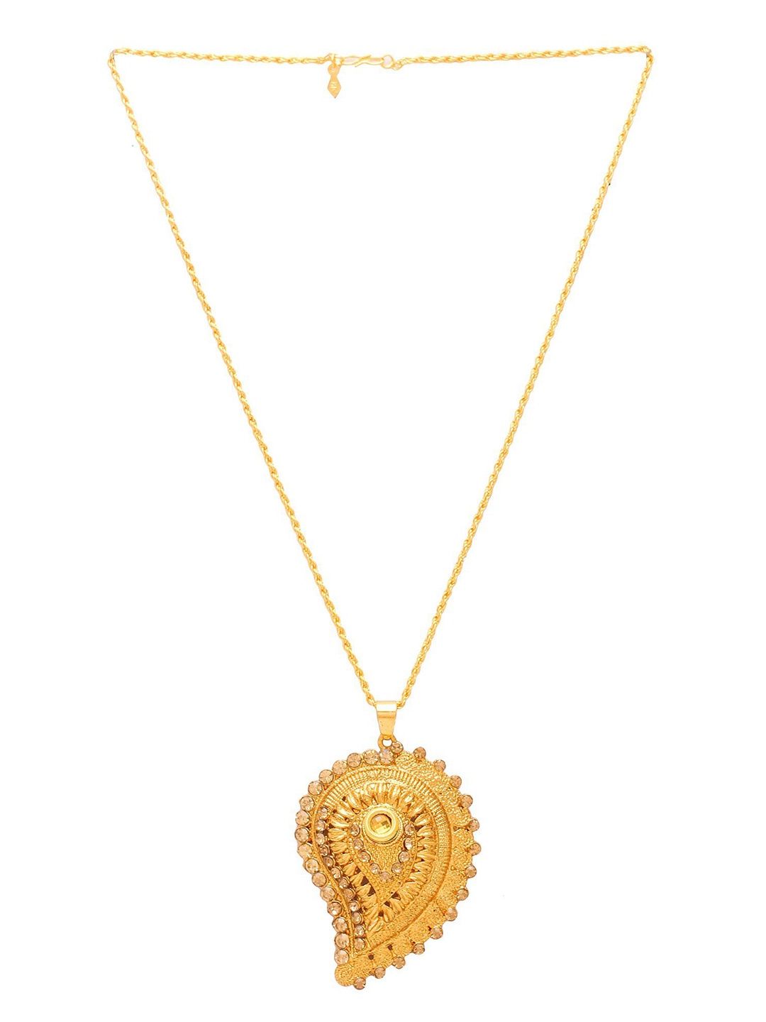 

MEMOIR Unisex Gold-Plated CZ Stone Studded Pendant With Chain