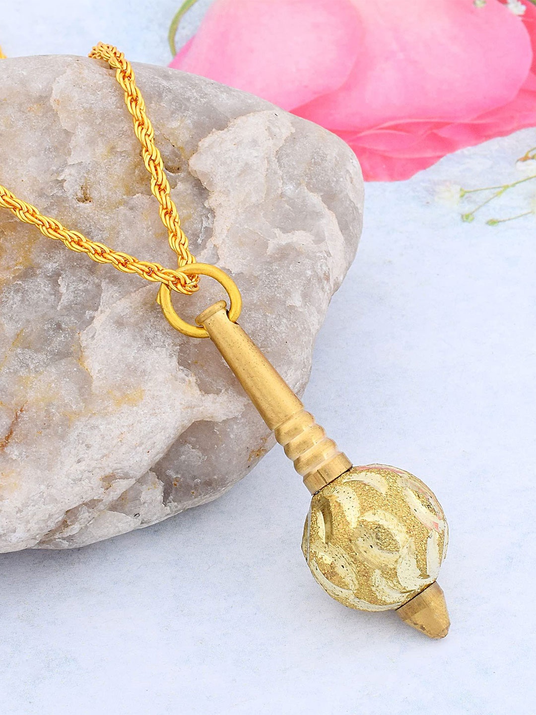 

MEMOIR Unisex Gold Plated Hanuman Gada Charm Pendant With Chain