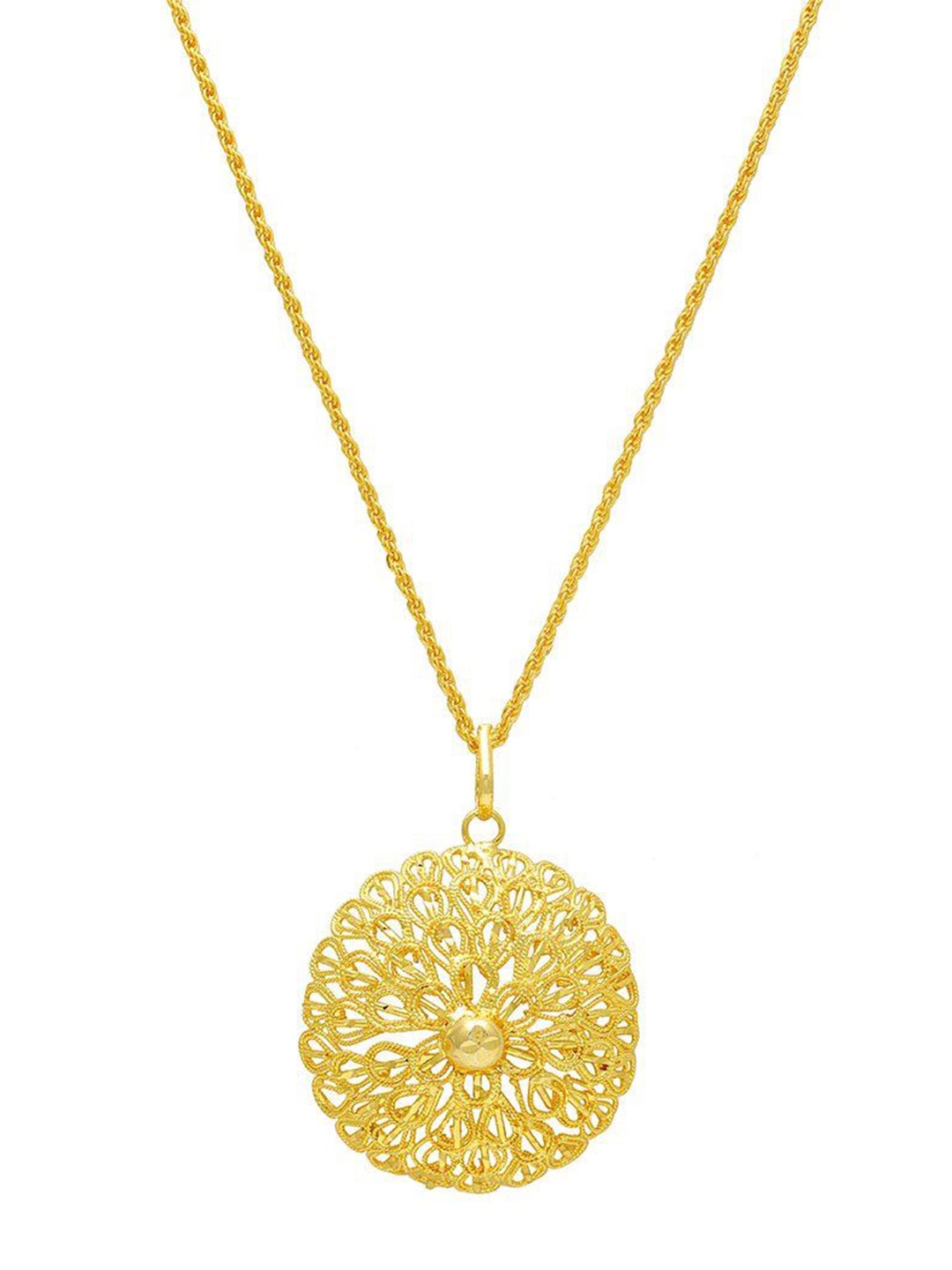 

MEMOIR Unisex Gold Plated Basket Shape Charm Pendant With Chain