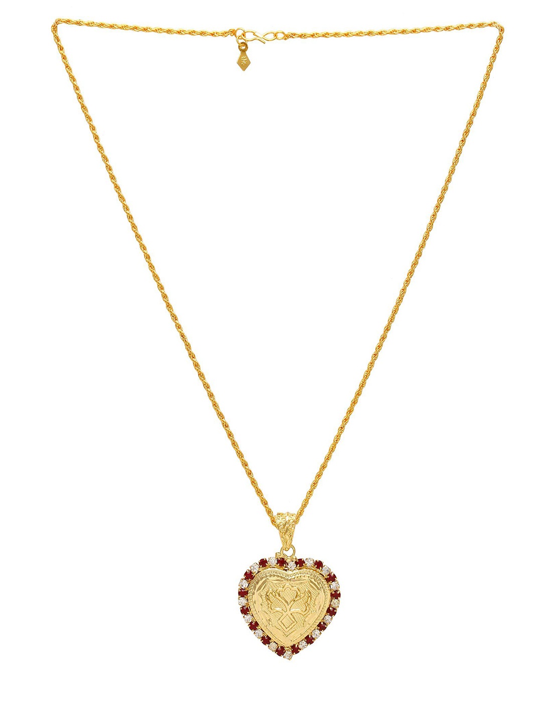 

MEMOIR Gold-Plated Cubic Zircon Studded Heart Pendant With Chain