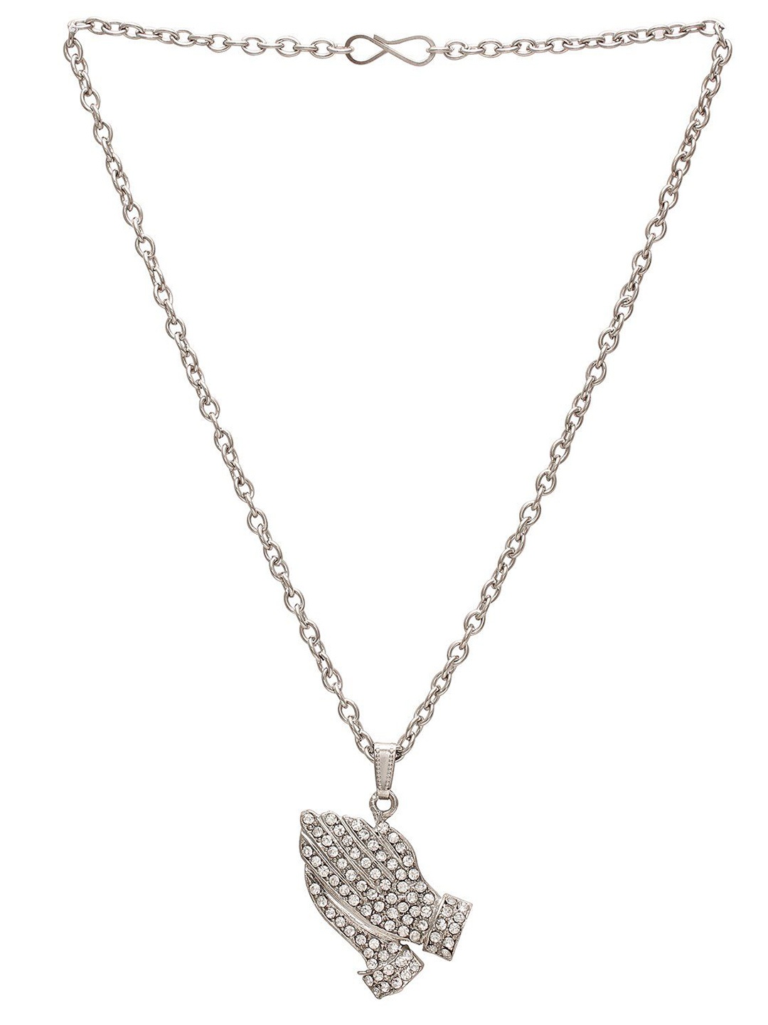 

MEMOIR Silver-Plated CZ Stone Studded Pendant With Chain