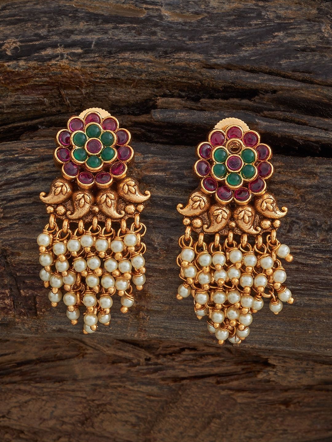 

Kushal's Fashion Jewellery Gold-Plated Paisley Shaped Antique Drop Earrings