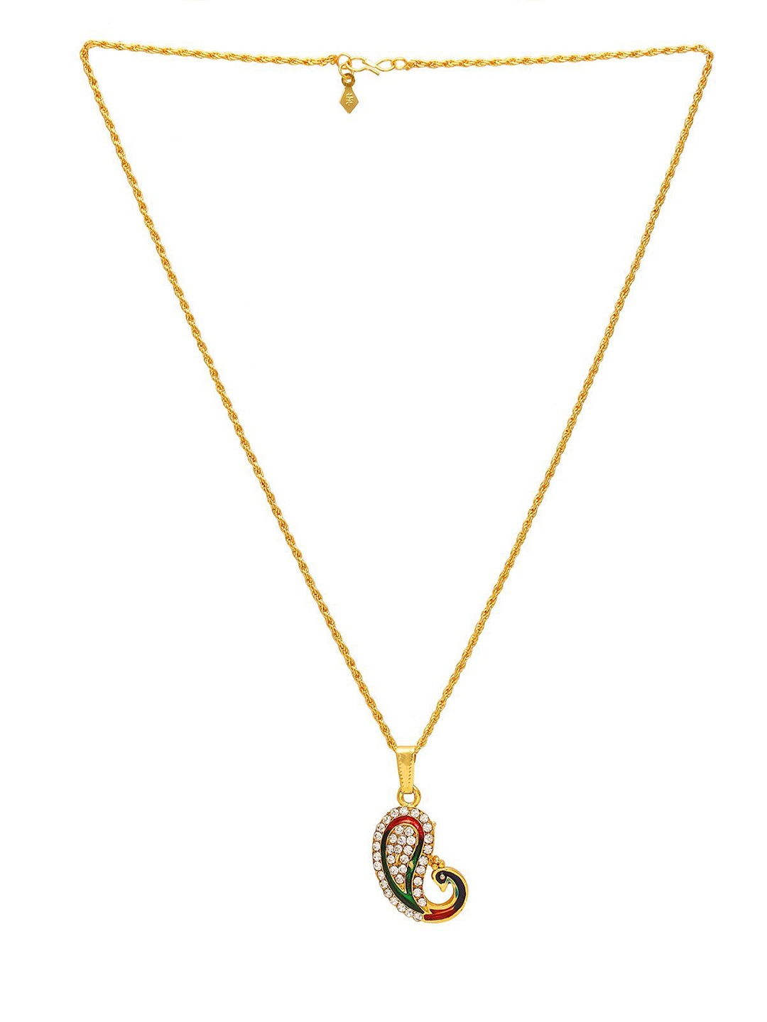 

MEMOIR Gold-Plated CZ Studded Mango Shaped Pendant, Yellow