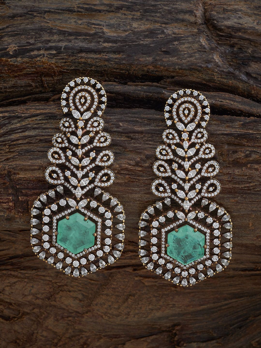 

Kushal's Fashion Jewellery Victorian-Plated Contemporary Zircon Drop Earrings, White