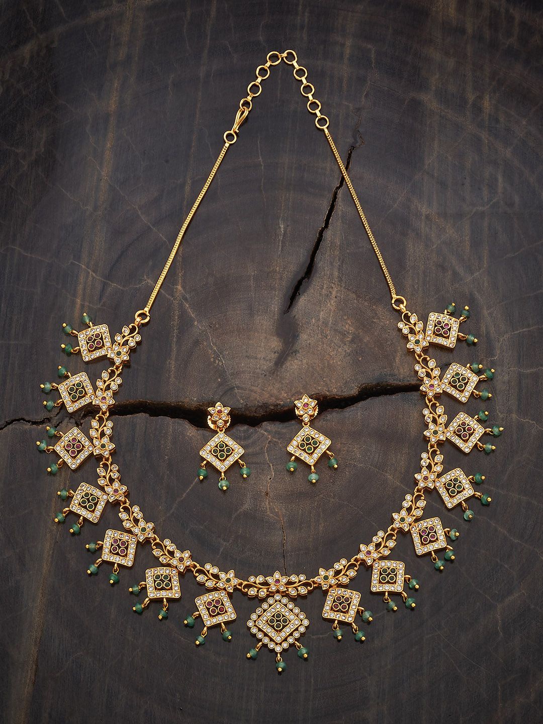 

Kushal's Fashion Jewellery Gold-Plated CZ Studded Jewellery Set