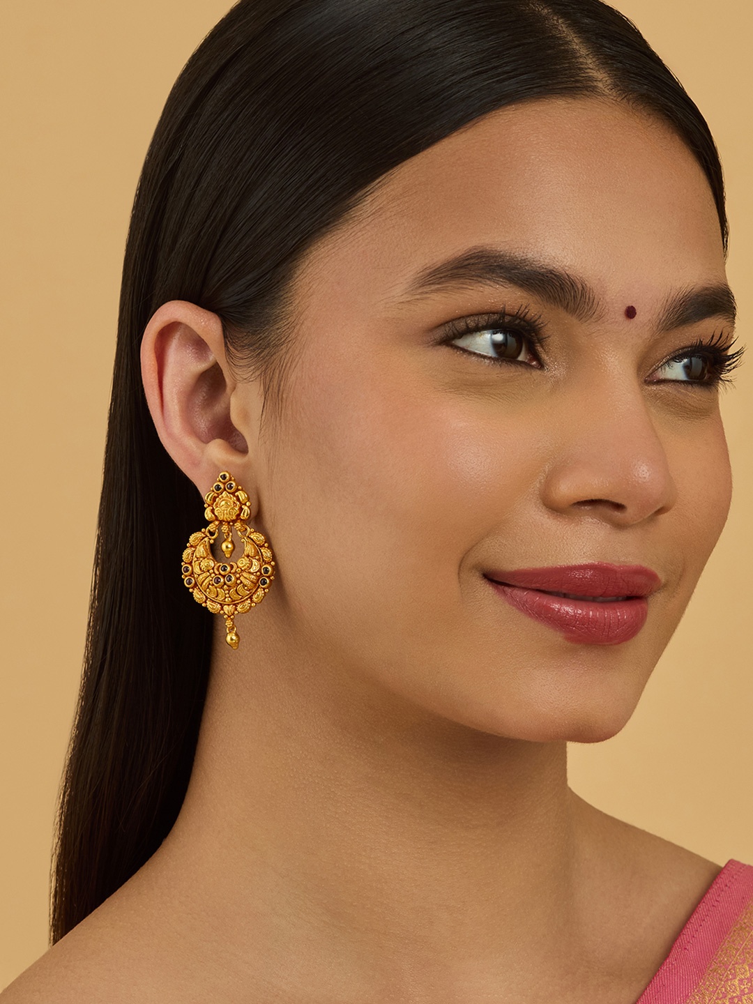 

Kushal's Fashion Jewellery 92.5 Sterling Silver Gold-Plated Spherical Chandbalis