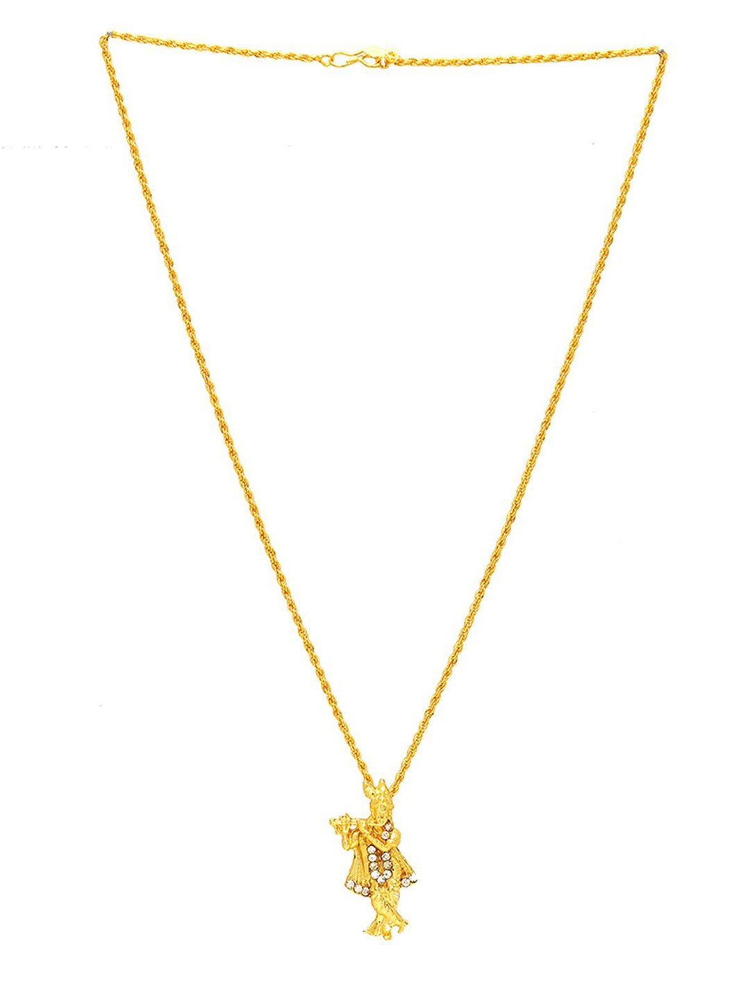 

MEMOIR Gold Plated AD Stone Studded Sri Krishna Ji Shaped Pendant With Chain